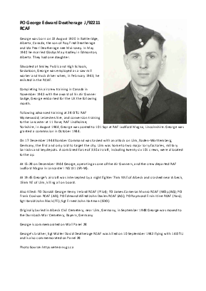 A preview of a PDF biography for Deatherage, George Edward